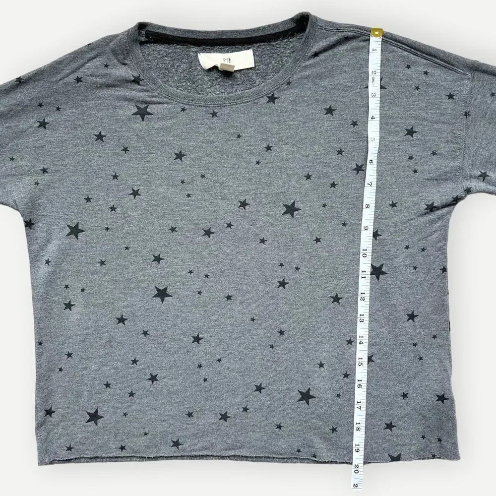 Thread & Supply Aliza Dark Gray Star Print Relaxed Fit Pullover Sweatshirt. XS.